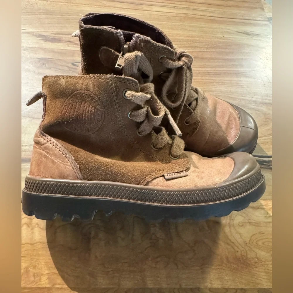 Palladium Kids Brown Suede Lace-Up Boots